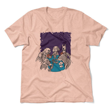 Poker Dogs Men/Unisex T-Shirt in Heather Peach color